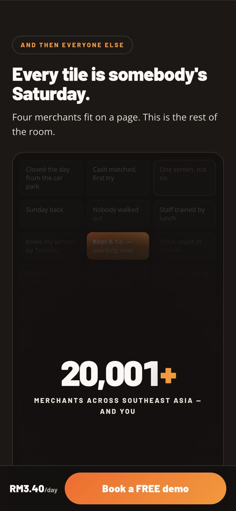 The Wall page — your gold tile lands and the counter reads 20,001+